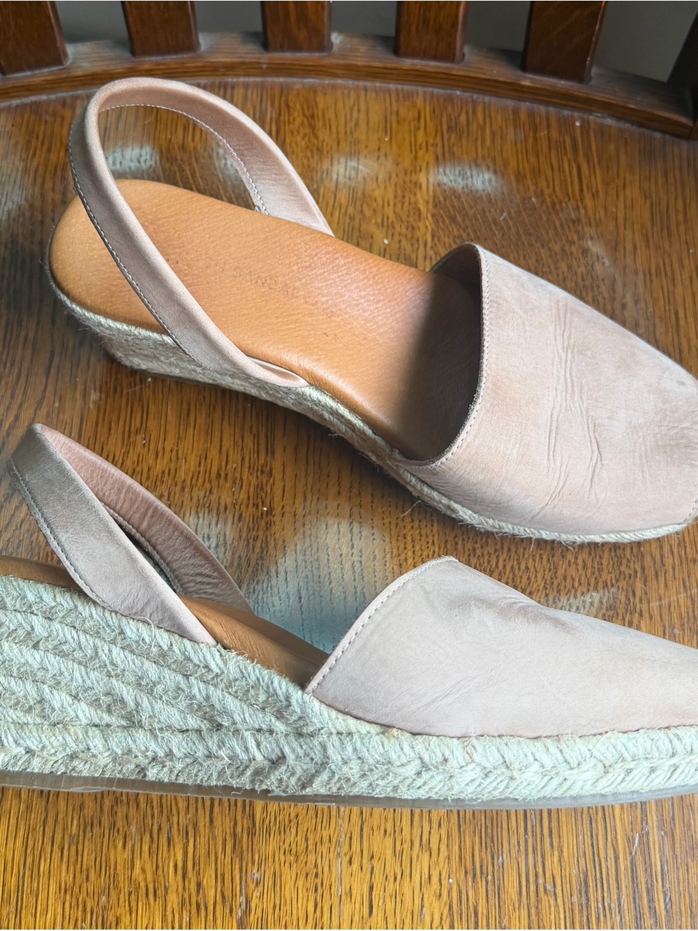 Spanish Sandal Company Tan Nubuck Espadrille Wedges size US 10, EU 41